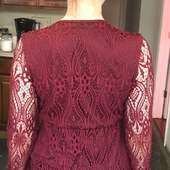 Burgundy Lace Blouse - Picture 7 of 8